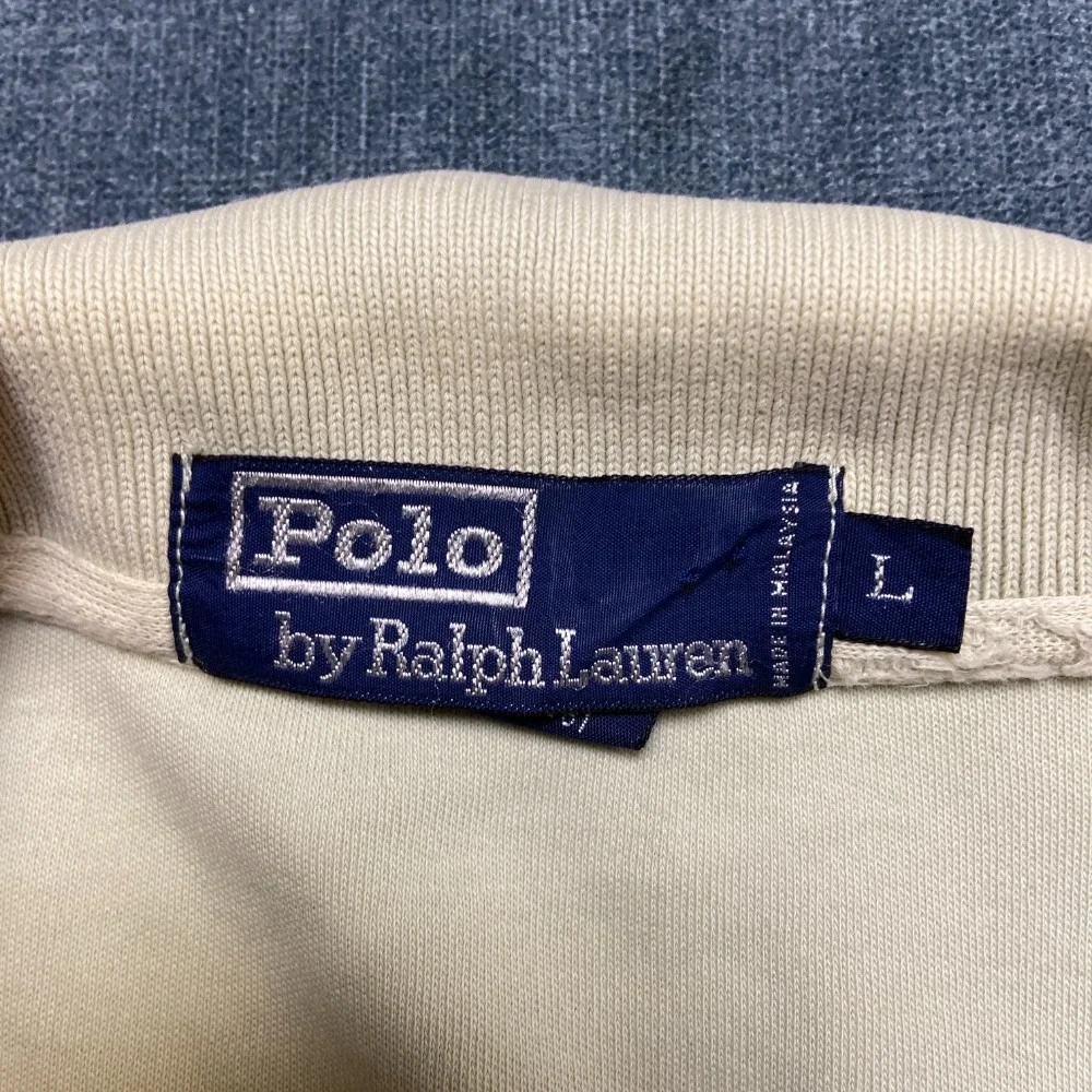 Polo By Ralph Lauren Shirt Mens L Beige Pony Logo Side Slit Short Sleeve Sports